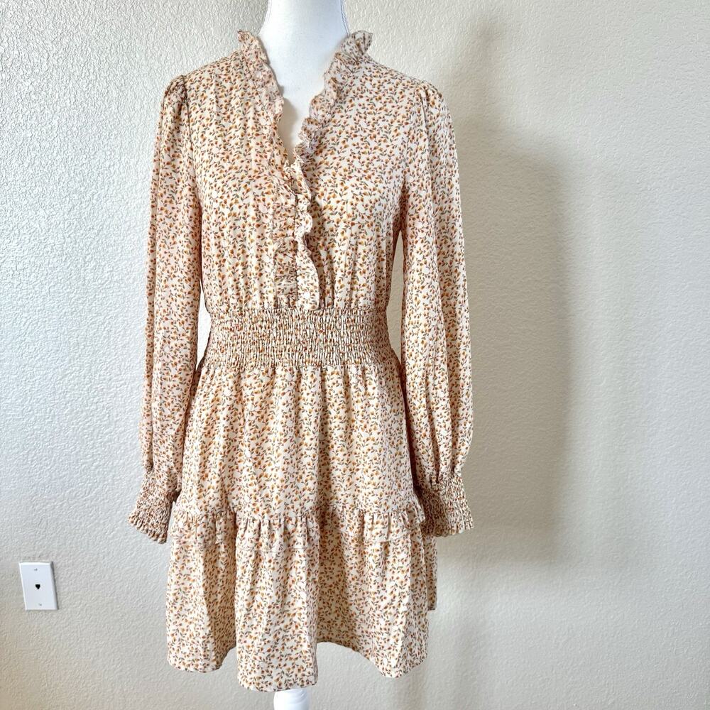 Lumiere URBAN OUTFITTERS Size Small Yellow Floral Spring Summer Mini Dress